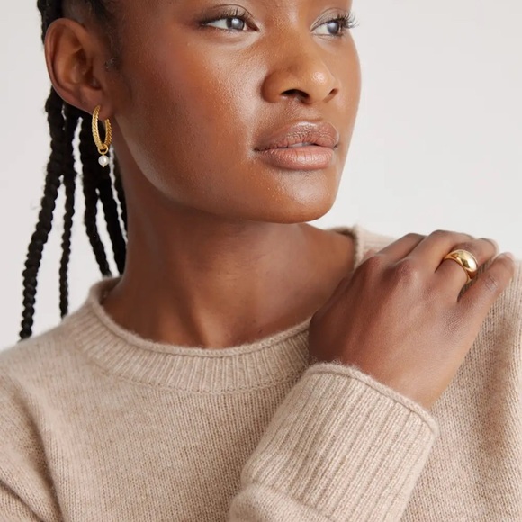 Quince Mongolian Cashmere Boxy Crewneck Sweater Oatmeal S Oversized Roll neck - Picture 2 of 15